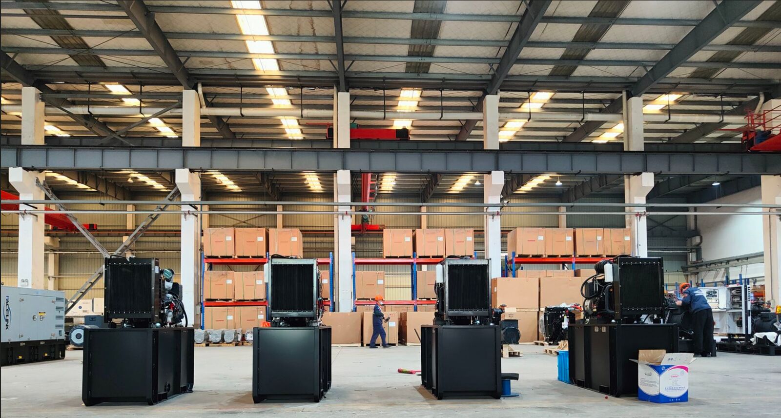 Diesel generator sets in a workshop
